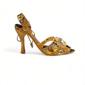 KG&C NWT 24K Gold Plated Miniature Shoe with Austrian Crystals